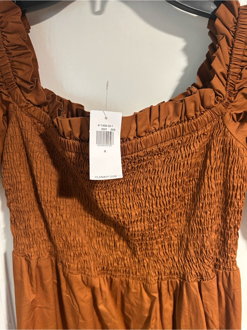 Old Navy Rust-Orange Smocked Maxi Dress with Puff Sleeves - Picture 4 of 4
